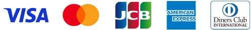 利用可能なクレジットカード（VISA・Mastercard・JCB・AMEX・Diners）のロゴ